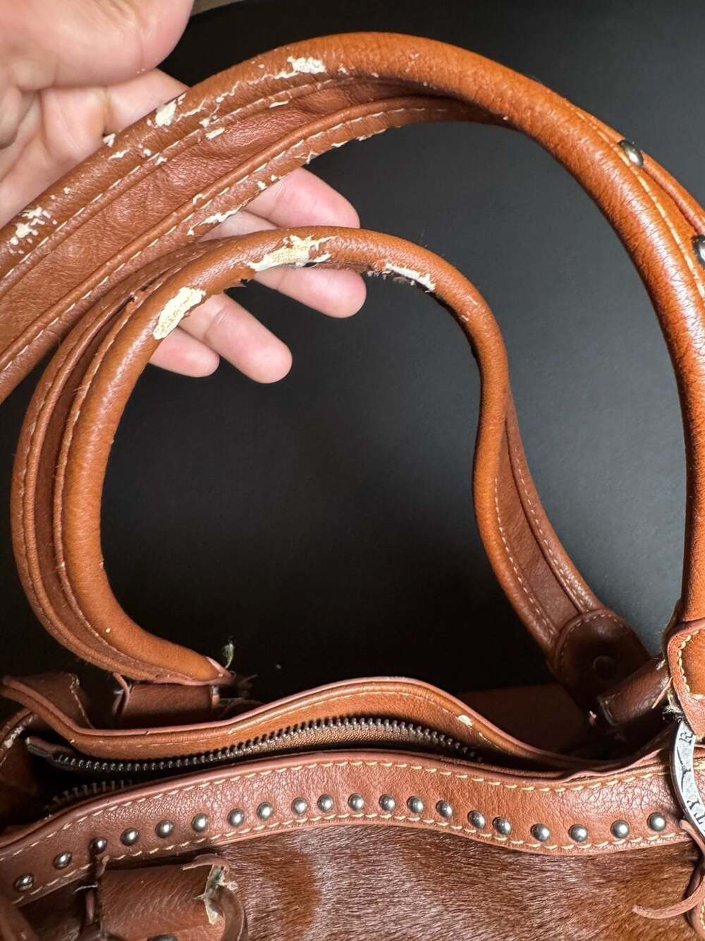 Trinity Ranch Western Floral Tooled Leather and Cowhide Purse and Wallet Set - Picture 4 of 12